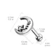 Серьга микроштанга для пирсинга уха, хряща, хеликса, козелка PiercedFish JA1043 из стали с луной и звездой