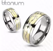 Кольцо из титана TATIC R-TM-3053, двухцветное с красивыми узорами