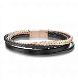 Плетеный браслет из экокожи и стали TATIC SLQ-1017R мужской