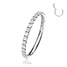 Кольцо кликер из стали c фианитами PiercedFish PC41 серьга для пирсинга септума, трагуса и хеликса, брови, губ, сосков, пупка