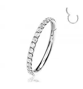 Кольцо кликер из стали c фианитами PiercedFish PC41 серьга для пирсинга септума, трагуса и хеликса, брови, губ, сосков, пупка