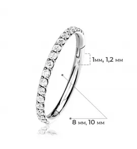 Кольцо кликер из стали c фианитами PiercedFish PC41 серьга для пирсинга септума, трагуса и хеликса, брови, губ, сосков, пупка