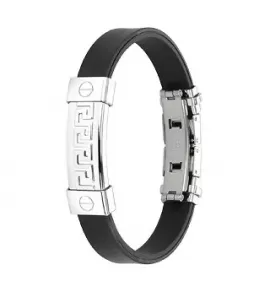 Браслет мужской TATIC SSBM-0102 из стали и каучука с узором "лабиринт"