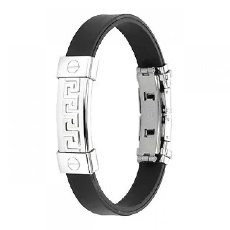 Браслет мужской TATIC SSBM-0102 из стали и каучука с узором "лабиринт"