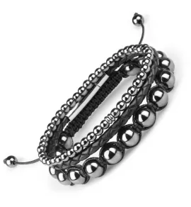 Набор из трех браслетов Everiot Select LNS-7001 из гематита и кожи