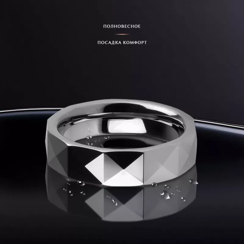 Кольцо из карбида вольфрама INFY R-TG-0103 с треугольными гранями