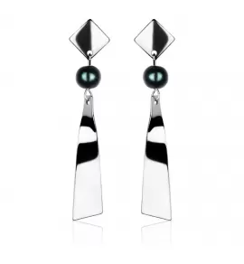 Висячие серьги с черным жемчугом Everiot Select SE-LNS-0002
