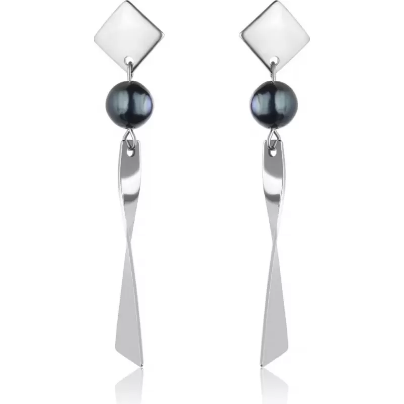 Висячие серьги с черным жемчугом Everiot Select SE-LNS-0002
