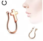 Серьга пирсинг-обманка (клипса) для крыла носа PiercedFish NOCL06-RD с крестом