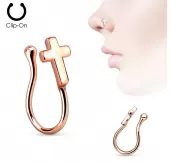 Серьга пирсинг-обманка (клипса) для крыла носа PiercedFish NOCL06-RD с крестом