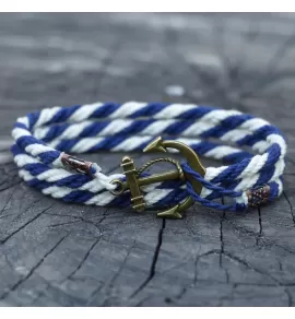 Браслет ANCHORSTUFF ANC-AL-3305 с винтажным якорем сине-белый