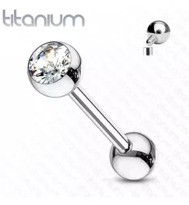 Штанга из титана с фианитом Pirslab TIB03 (от 6 до 22 мм) для пирсинга уха, языка, брови, сосков