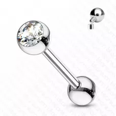 Штанга из титана с фианитом Pirslab TIB03 (от 6 до 22 мм) для пирсинга уха, языка, брови, сосков
