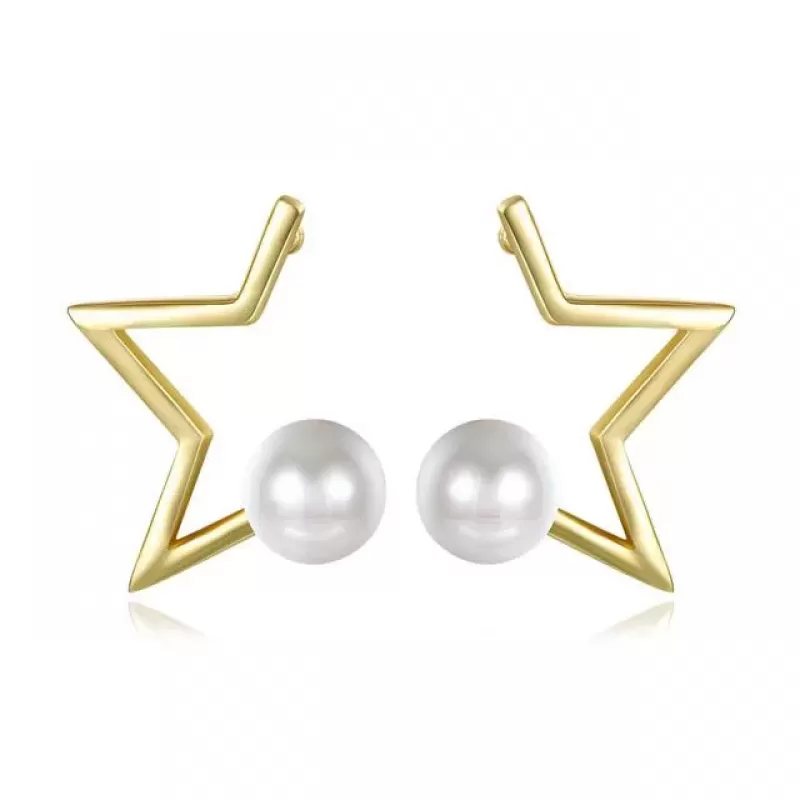 Серьги-гвоздики Everiot SE-XP-14263 золотистые с имитацией жемчуга