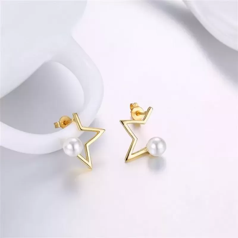 Серьги-гвоздики Everiot SE-XP-14263 золотистые с имитацией жемчуга