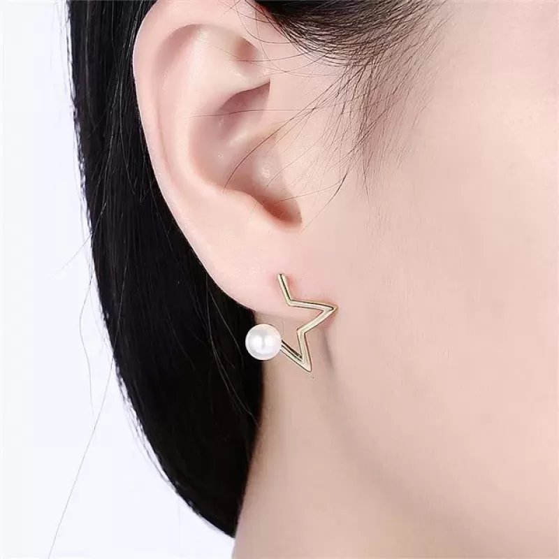 Серьги-гвоздики Everiot SE-XP-14263 золотистые с имитацией жемчуга