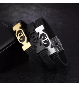 Кожаный браслет мужской Everiot BC-XP-1979 с якорем