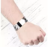 Панцирный мужской браслет-цепь TATIC SSBQ-0788 из стали с поверхностью под гравировку