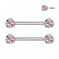 Набор 2 шт. штанга для пирсинга сосков из титана Pirslab SET-TIK01-P с фианитами