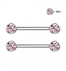 Набор 2 шт. штанга для пирсинга сосков из титана Pirslab SET-TIK01-P с фианитами