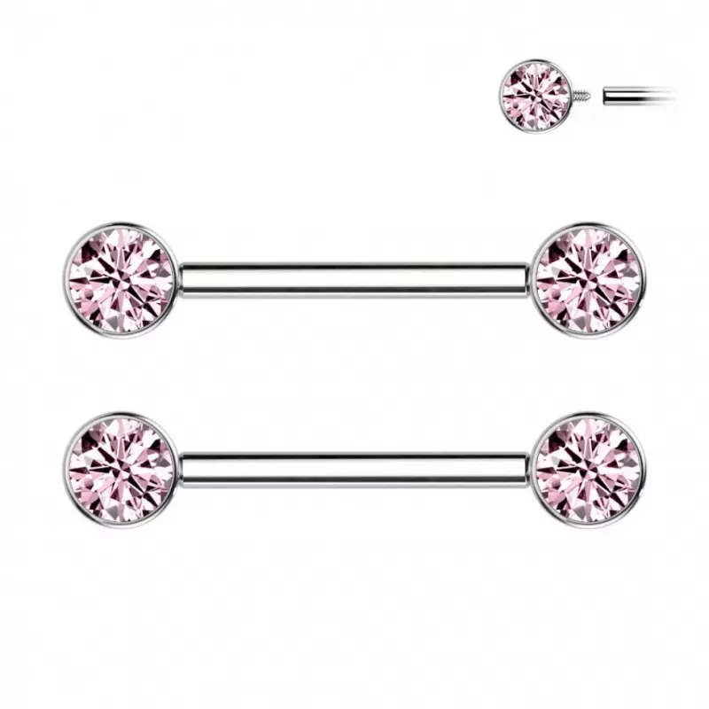Набор 2 шт. штанга для пирсинга сосков из титана Pirslab SET-TIK01-P с фианитами