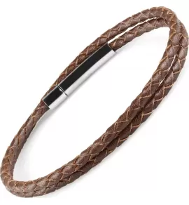 Набор из двух браслетов Everiot Select LNS-7002 из бронзита на резинке и кожи