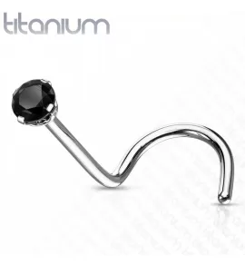 Титановая серьга для пирсинга носа (нострил) Pirslab T23NO4-K с фианитом