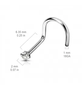Титановая серьга для пирсинга носа (нострил) Pirslab T23NO4-K с фианитом