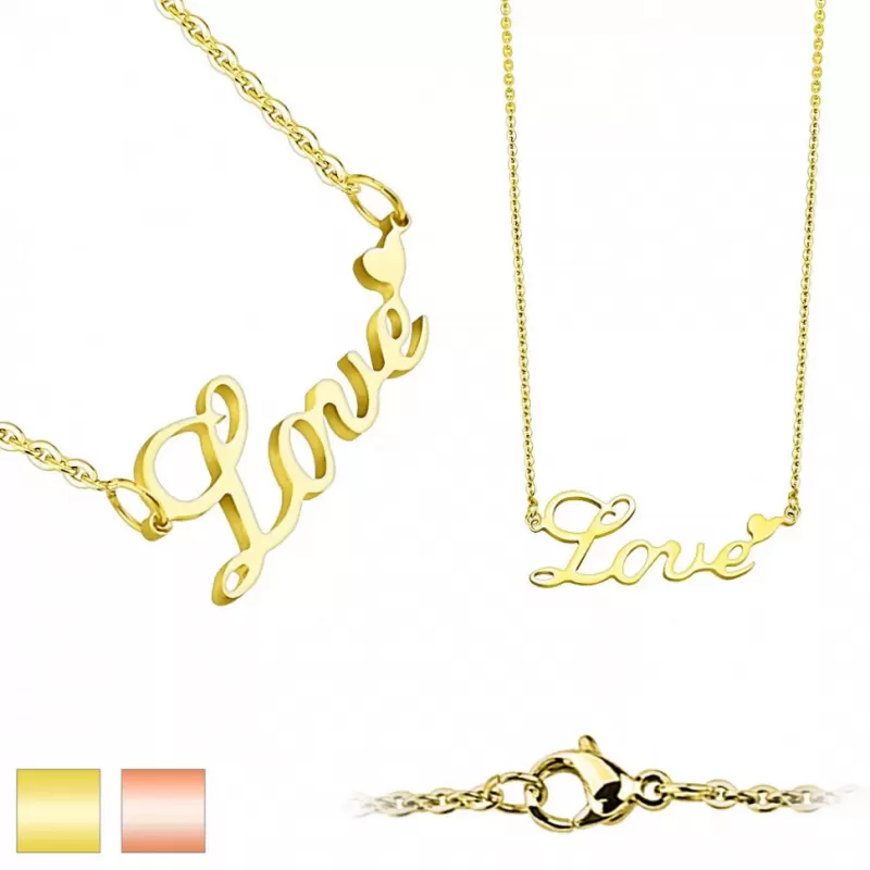 Кулон на цепочке Spikes SSPM-6636 с надписью love