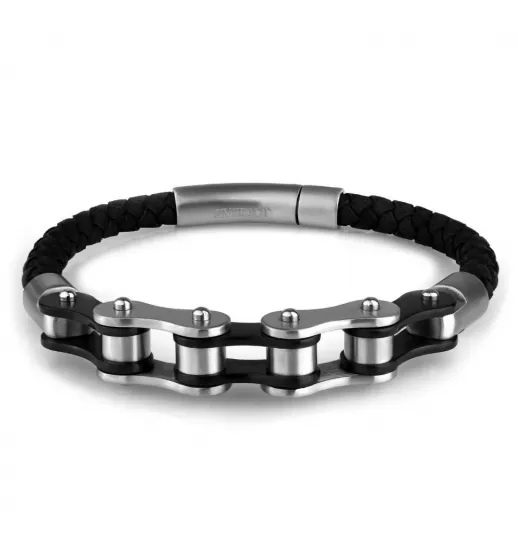 Мужской кожаный браслет Everiot SP-MJ-150519/150514 с мотоцепью из стали