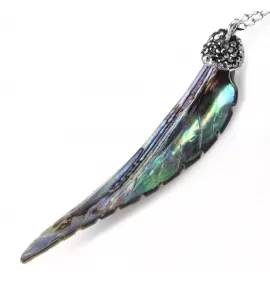 Женский кулон на цепочке в форме пера из галиотиса c фианитами Everiot Select select LNS-2137