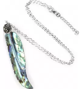 Женский кулон на цепочке в форме пера из галиотиса c фианитами Everiot Select select LNS-2137