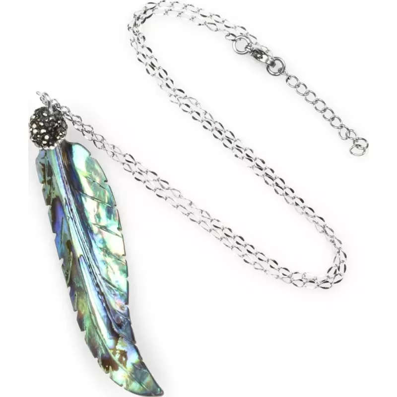Женский кулон на цепочке в форме пера из галиотиса c фианитами Everiot Select select LNS-2137