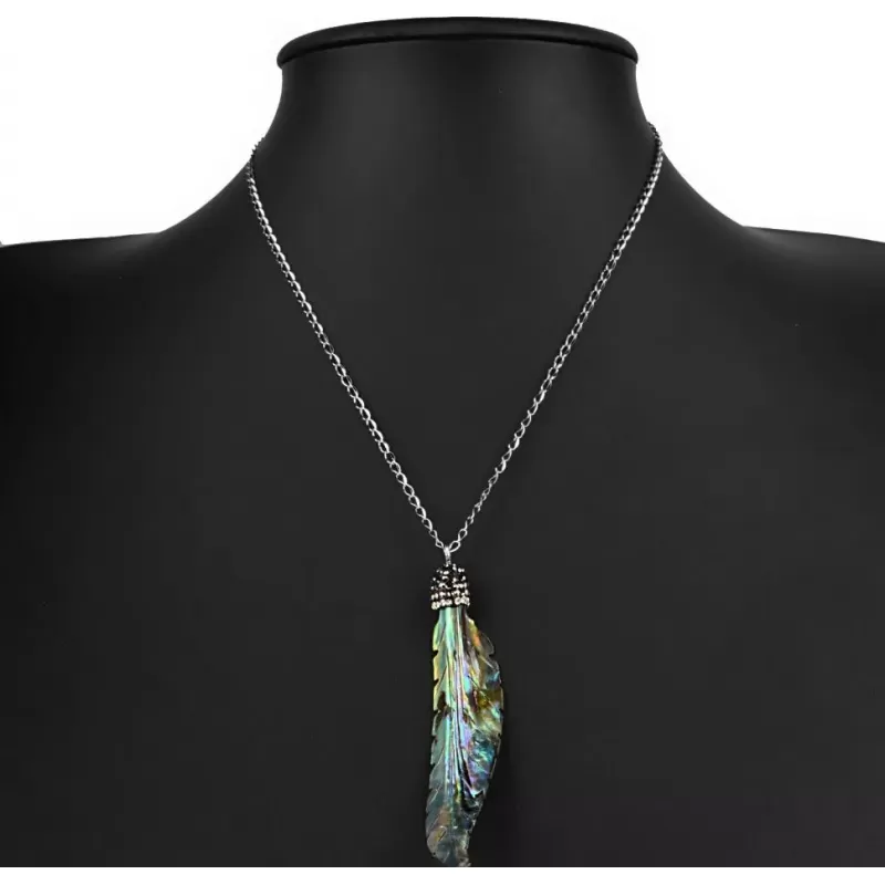 Женский кулон на цепочке в форме пера из галиотиса c фианитами Everiot Select select LNS-2137