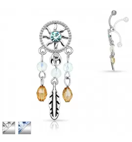 Украшение для пирсинга пупка PiercedFish N16338 с подвеской ловец снов