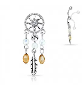 Украшение для пирсинга пупка PiercedFish N16338 с подвеской ловец снов