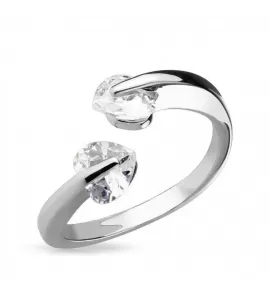 Безразмерное незамкнутое кольцо для пальцев ног/на фалангу TATIC R-A17556 с фианитами-сердцами