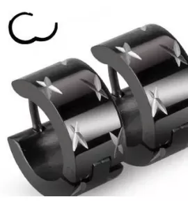 Черные серьги кольца TATIC SE2123 стальные