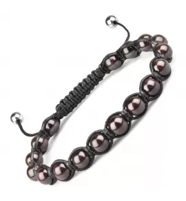 Набор из двух браслетов Everiot Select LNS-7003 из граната и кожи со стальной застежкой