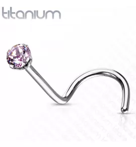Титановая серьга для пирсинга носа (нострил) Pirslab T23NO4-P с фианитом