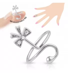 Безразмерное кольцо на фалангу TATIC R-A016-C с бантиком и фианитами