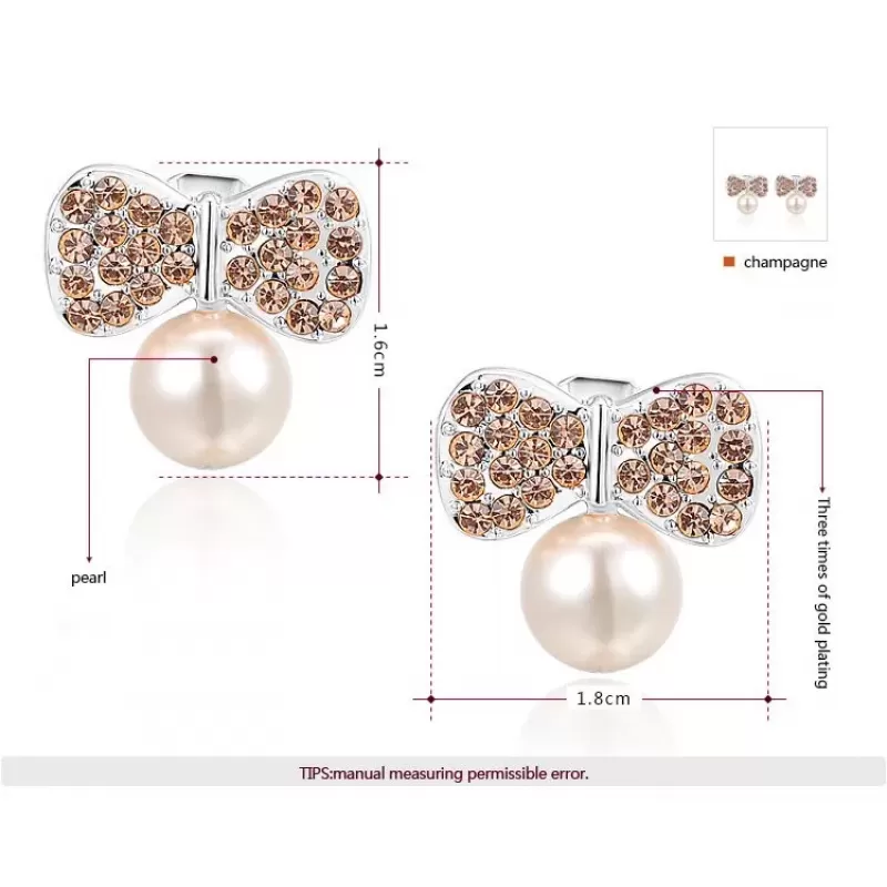 Серьги ROZI RR-62325A бантики с жемчужиной