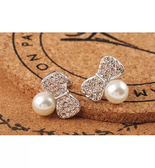 Серьги ROZI RR-62325A бантики с жемчужиной