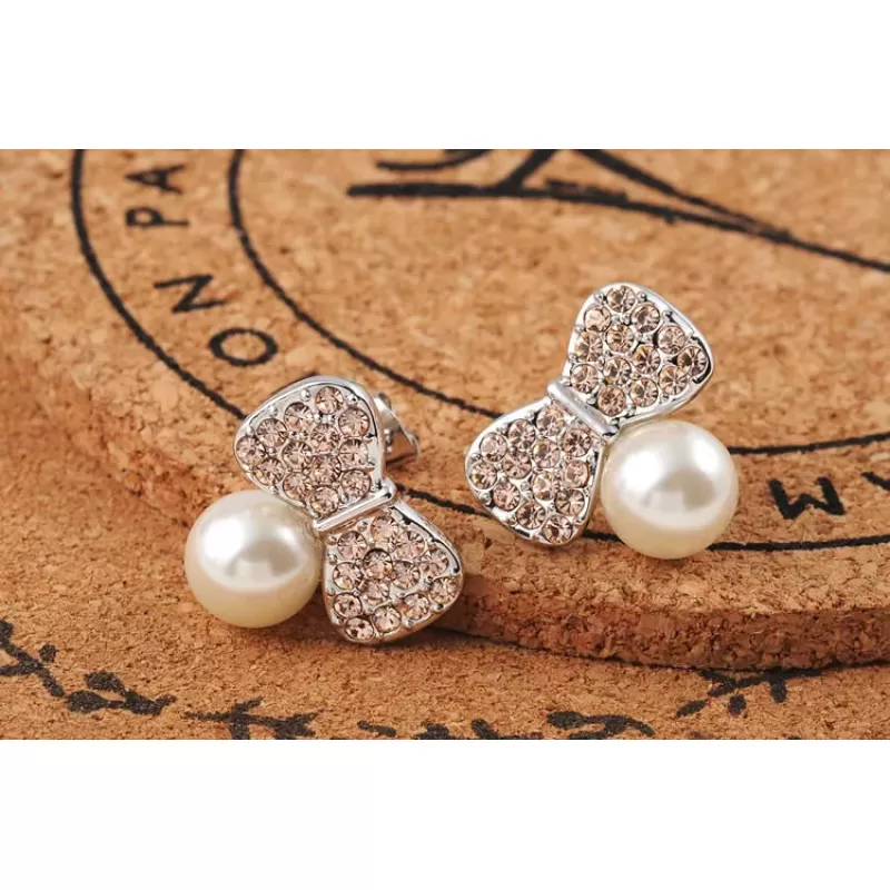 Серьги ROZI RR-62325A бантики с жемчужиной