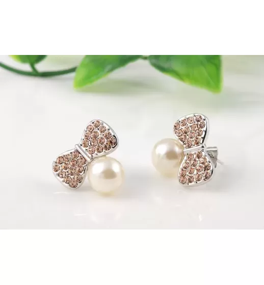 Серьги ROZI RR-62325A бантики с жемчужиной