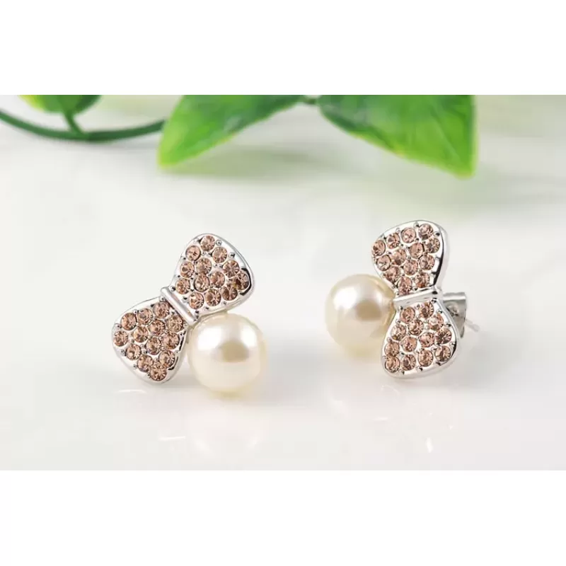 Серьги ROZI RR-62325A бантики с жемчужиной