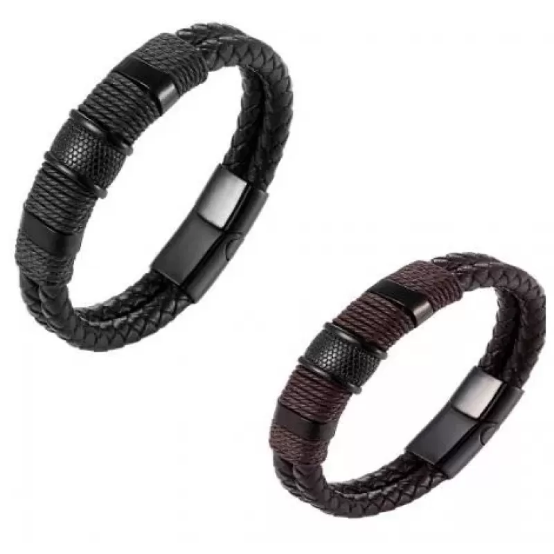 Кожаный плетеный мужской браслет Everiot SP-MJ-15060