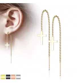 Женские серьги-протяжки из стали TATIC SE3968 с крестами