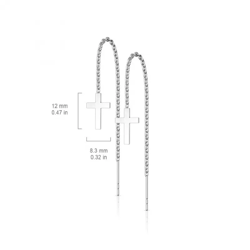 Женские серьги-протяжки из стали TATIC SE3968 с крестами