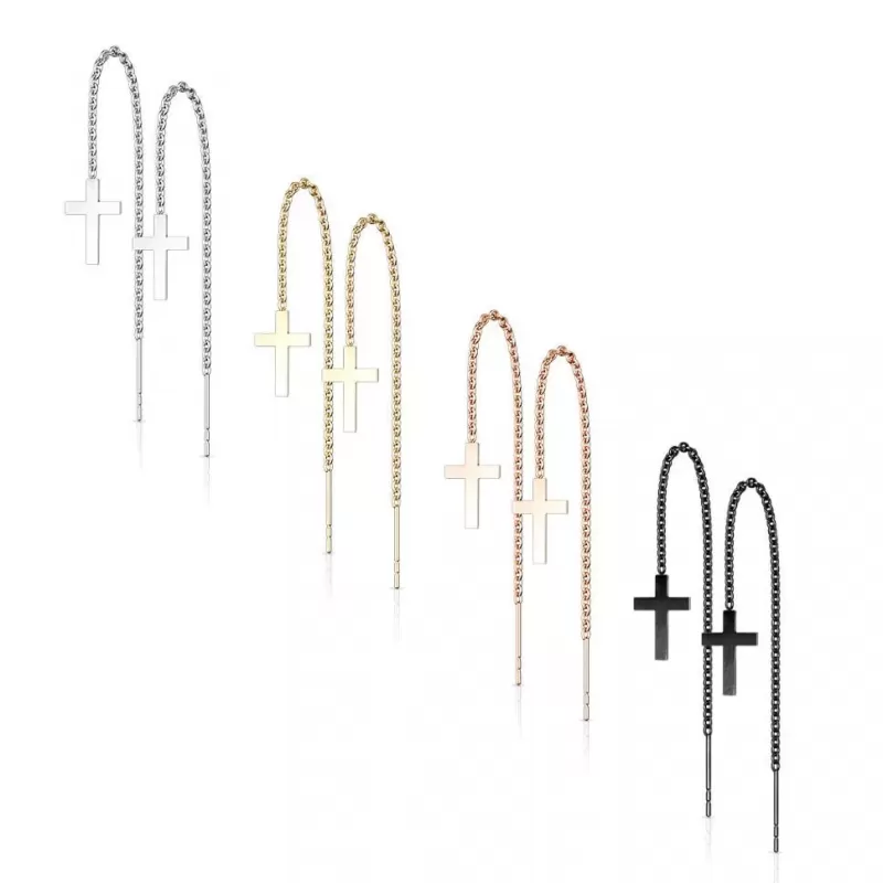 Женские серьги-протяжки из стали TATIC SE3968 с крестами
